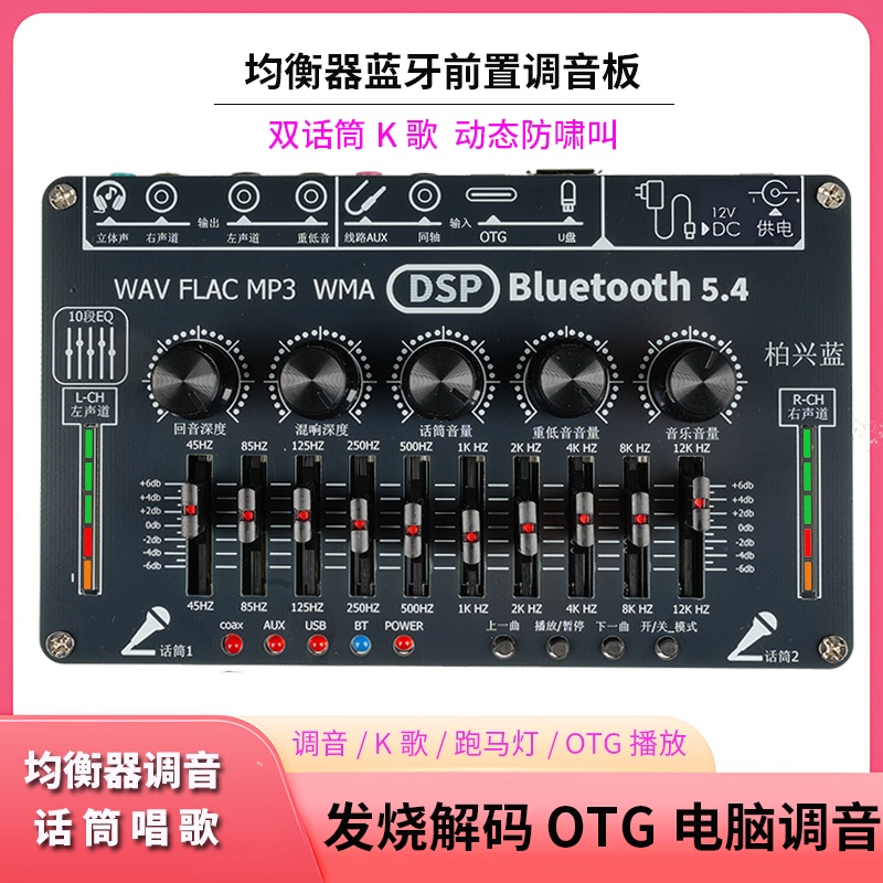 New Model Eq Ten-Band Equalizer Bluetooth Lossless Karaoke Tuning Coaxial Otg Decoding Heavy Bass Wireless Microphone Karaoke