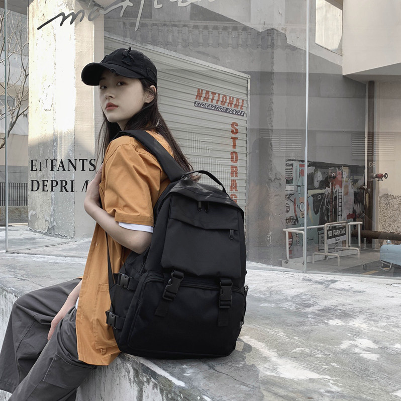 Hong Kong I TGREG backpack women's simple and versatile tooling canvas backpack Hong Kong trend high school student school bag