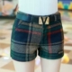 Quần short len ​​nữ mùa thu đông 2018 mới mặc dày kẻ sọc nữ mùa đông quần dài mùa đông quần ống rộng thủy triều