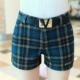 Quần short len ​​nữ mùa thu đông 2018 mới mặc dày kẻ sọc nữ mùa đông quần dài mùa đông quần ống rộng thủy triều