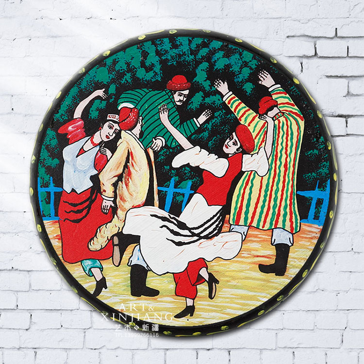 Tân Cương nhảy tambourine cao cấp da bò trống sơn nhạc cụ quốc gia sân khấu biểu diễn đạo cụ khách sạn quà tặng trang trí đàn nguyệt