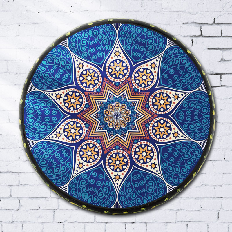 Xinjiang Handdrum Painted Buffalo Leather Drum Folk Style Pattern Dining Room Hotel Living-room Adornment Pendulum Pieces National Musical Instruments