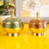 Кэфхена с бронзовой ручной рукой, нарисованной европейской в ​​стиле каменной каменной чашки ресторана.