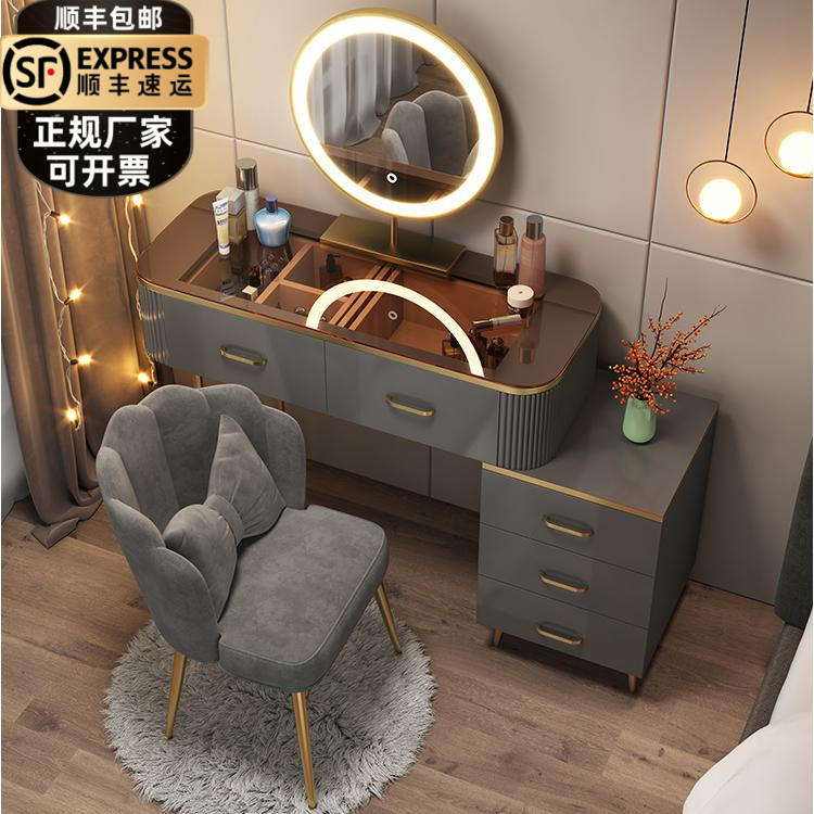 Light luxury dresser storage cabinet integrated multi-functional Nordic simple net red dressing table princess bedroom smart mirror