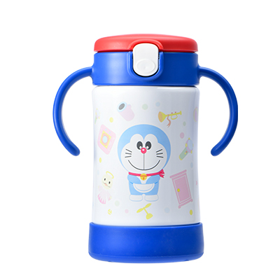 Litchell RICHELL Doraemon Baby Stainless Steel Vacuum Thermos Cup 300ml Send Spare Straw