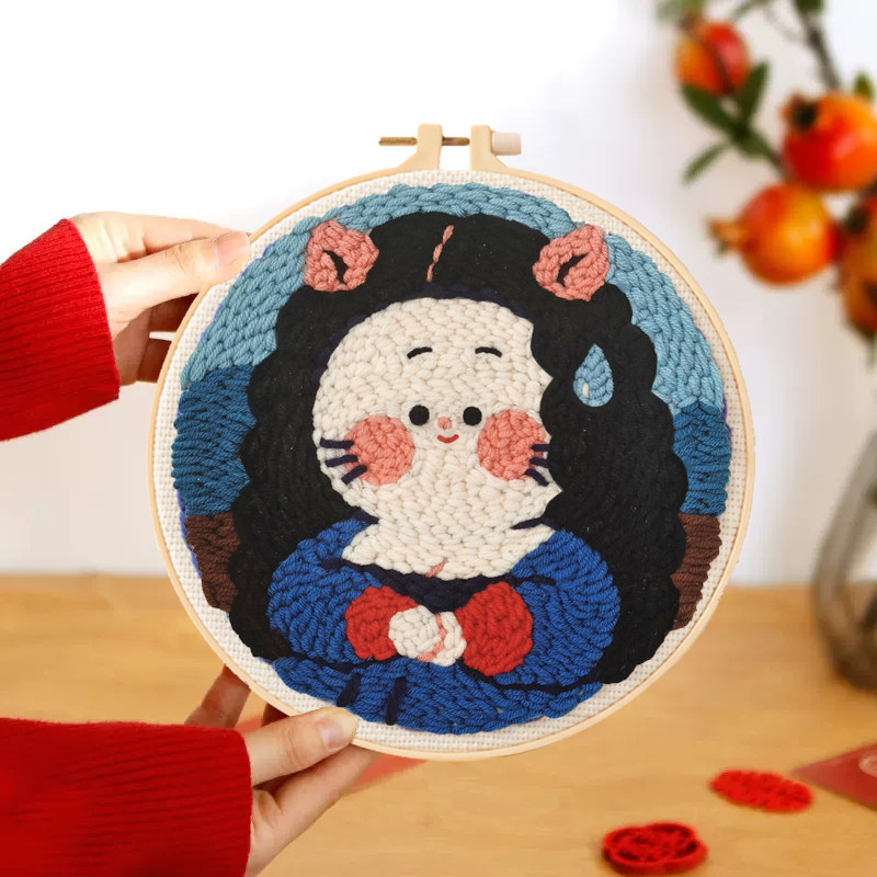 Russian poke embroidered thread embroidered hand-made diy material bag cartoon rubbing cross embroidered couple presents hair line drawing