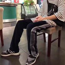 TIDE brand NEEDLES butterfly embroidery webbed velvet sweatpants Japanese vintage velvet black silver flash-edged pants