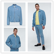 Tide brand AMI 2020 autumn and winter light blue red love logo mens denim jacket jacket