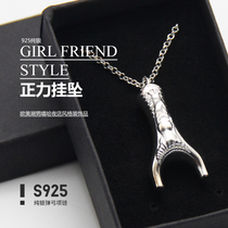 Zhengli slingshot pendant sterling silver S925 handmade men and women with the same 18k gold bow friends ready to send children mini