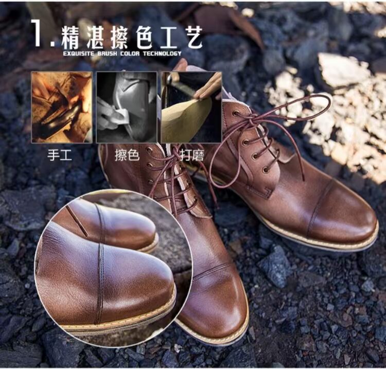 Giày da thủ công retro mới mùa thu cao triều nam giày nam Giày da Anh giản dị Martin ủng - Giay cao giày thể thao nam adidas