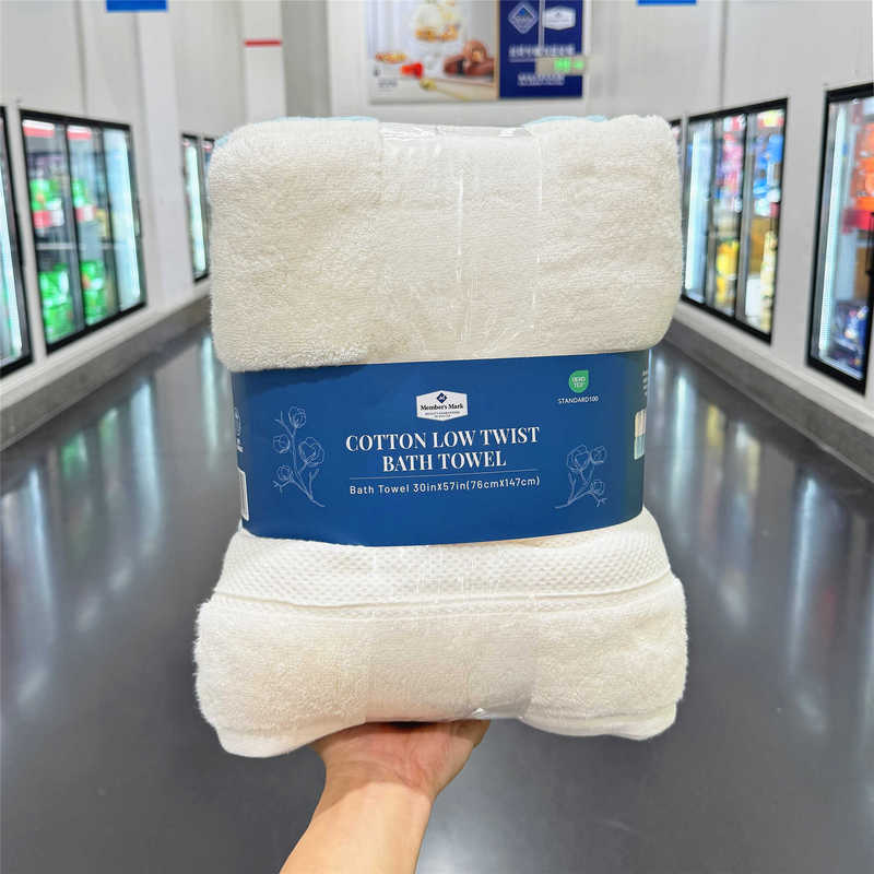 Shopping Mall mm Pure Cotton Low-Twist Bath Towel 100% Cotton Thick and Absorbent Baby Adult Home Large Towel 2-Pack