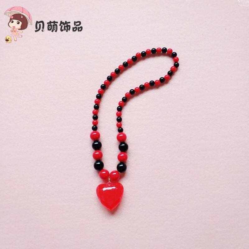 New Korean version Ornament Children Necklace Acrylic Black Red Ensemble Peach Heart Pendant Girl Girl Hair necklace Gift