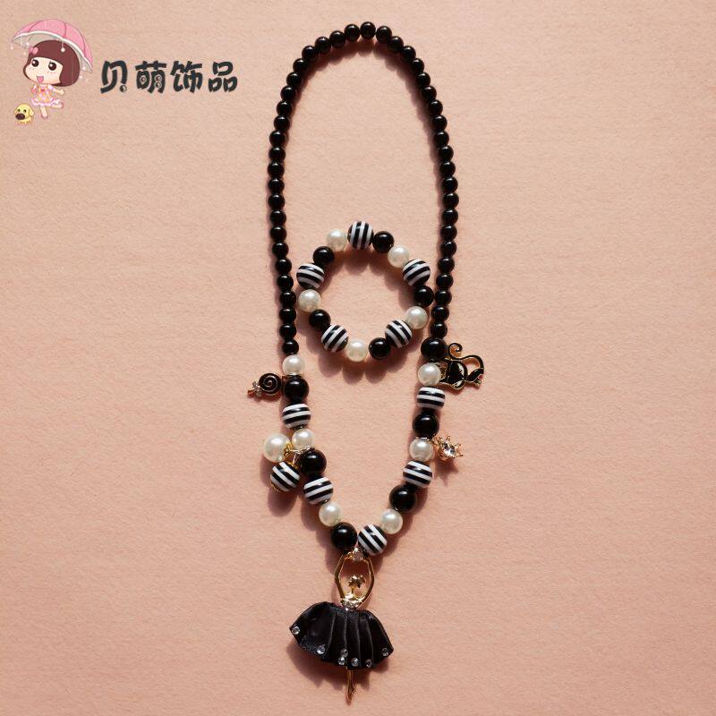 2022 Han Edition Girl Accessories Two - piece Children's Necklace Princess Accessories Girls Hundred Sweater Bracelet