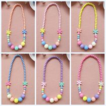 Korean jewelry children necklace Princess accessories girl imitation pearl sweater girl candy color female treasure birthday gift