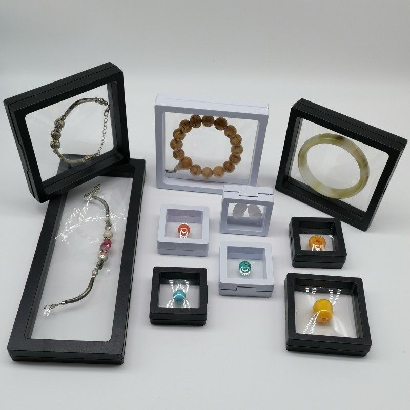 Text Play PE Film Jewelry Rack Transparent Elastic Acrylic Suspended Packaging Box Handstring Containing Box Jewellery Exhibition Shelf