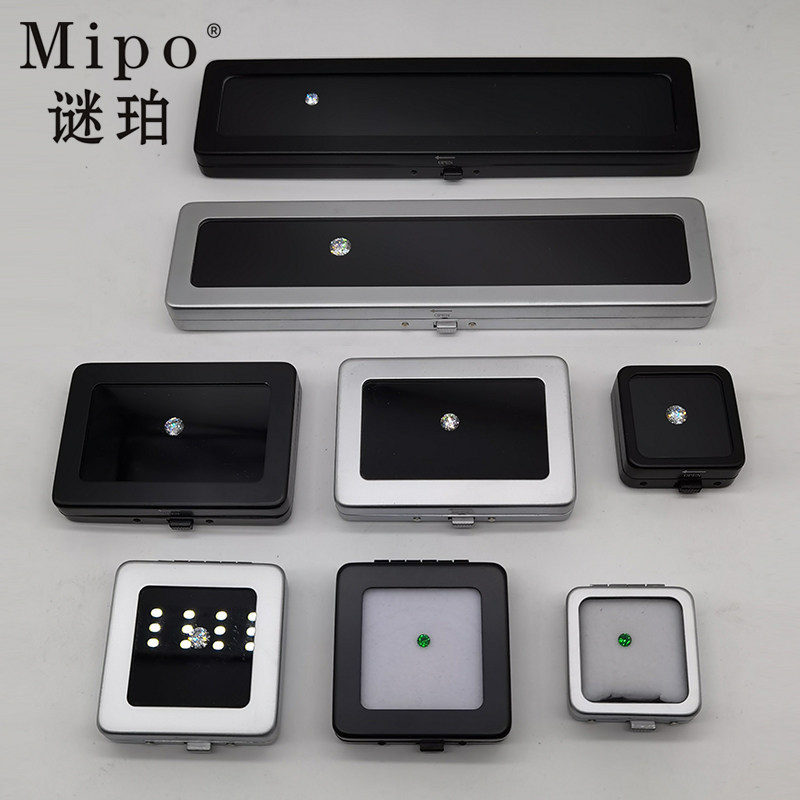 Riddle Colored Gemstone Nude Drill Jewel Case Containing a Withdrawal Face Diamond Box Sample Harbor Style Metal Glass Face Jewelry