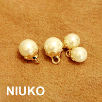 NIUKO clothing accessories pearlescent imitation pearl metal gold base pendant zipper button accessories high-grade