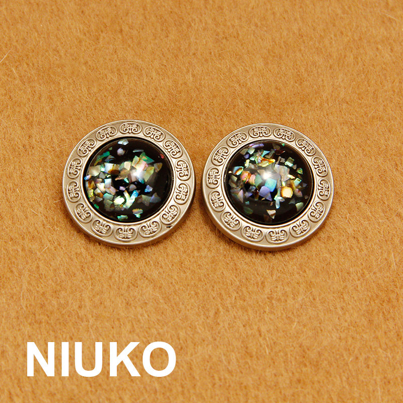 NIUKO Custom Ancient Silver Color Black Color Pink Powder Retro Metal Big Coat Button ELEGANT DAUGHTER BUTTON of the Elegant Daughter button Accessories Buttons