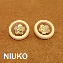 NIUKO accessories Golden flower larry transparent white edge buttons Classic retro buttons coat buttons monopoly