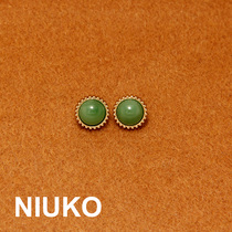 NIUKO retro Mother green color Delicate Shirt Button Son Knit Clothing Small Button Upscale Sweater Accessories Buckle