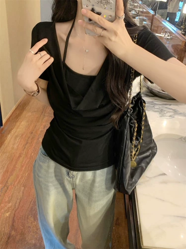 Белая летняя футболка, комплект, открытые плечи, по фигуре