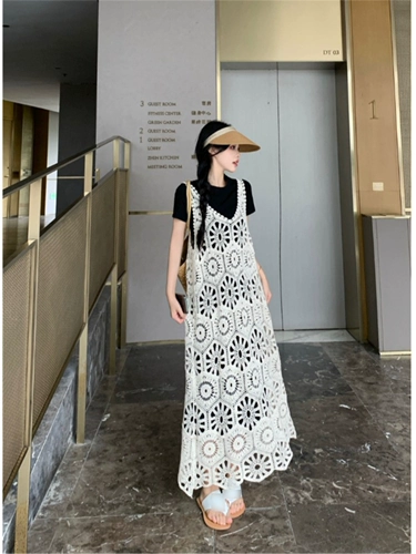 Летний жилет, длинная юбка, черная футболка, платье-футболка, комплект, размер, по фигуре