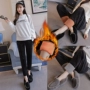 Chất béo nhung vàng mm cộng với quần nhung dày thể thao nữ mùa thu và mùa đông cộng với phân bón XL 200 kg quần ấm chân giản dị quần jean nữ đẹp