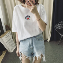 Summer clothes 2022 new female students ulzzang upper clothes white T-shirt female short sleeve student Han version 100 hitch ride