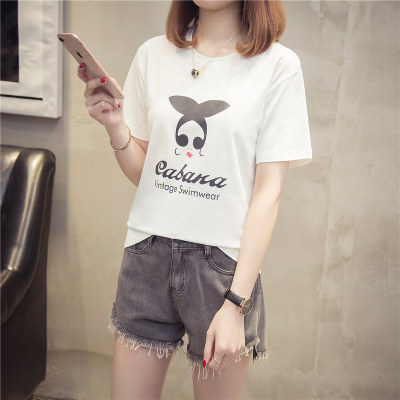 2023 New Summer Short Sleeve Fashion T - shirts students loose half - sleeved tops lady in a tide
