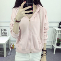 Spring and autumn season 2022 new long sleeves cardiovert zipped with cap slim fit overfire sweatshirt lady with lazy wind bf jacket tide
