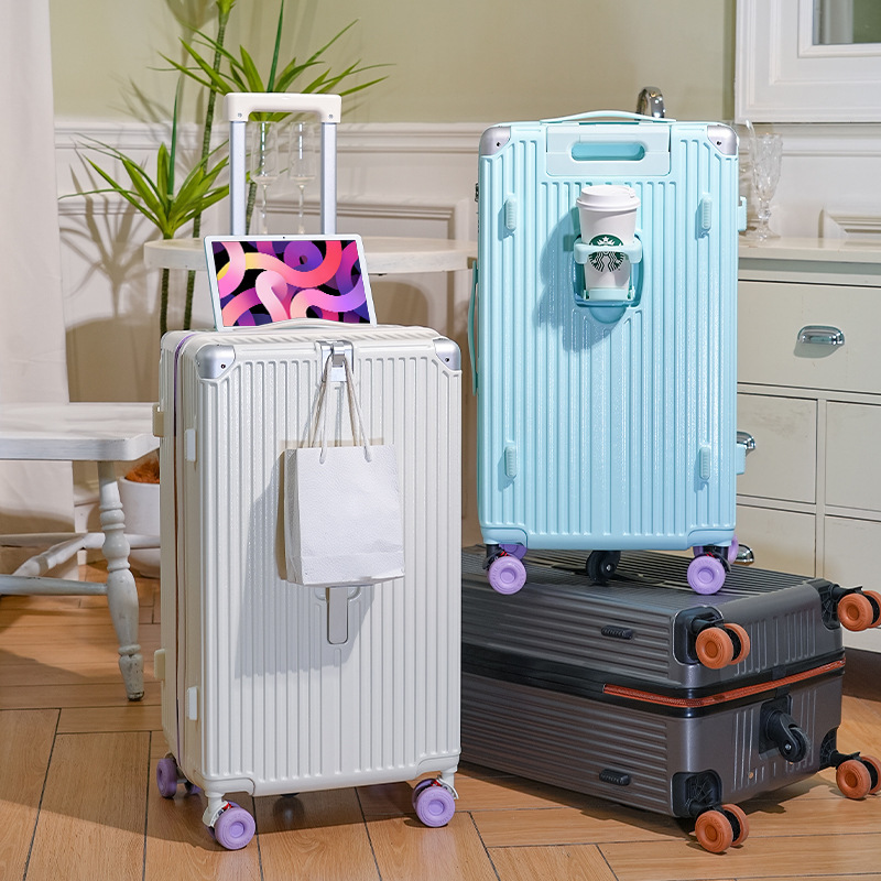 New Thickened Large-Capacity Suitcase for Men and Women, Color-Blocked Travel Suitcase, Student Silent Skate Wheel Trolley Password Box