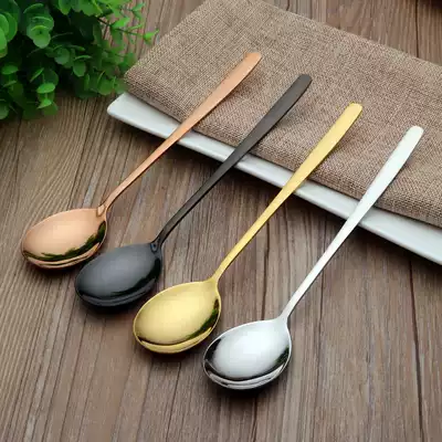 304 stainless steel Korean tablespoon 6 sets round spoon spoon spoon high grade rose gold extended spoon Fork
