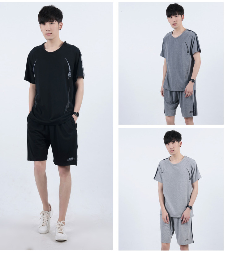 Bông lỏng thể thao phù hợp với mùa hè ngắn tay quần short nhà dịch vụ của nam giới chạy thể thao quần áo giản dị quần adidas