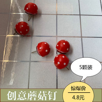 Pushpins wooden mushroom nails cartoon pushpins cork board Photo Wall dedicated DIY pushpins 5 sets