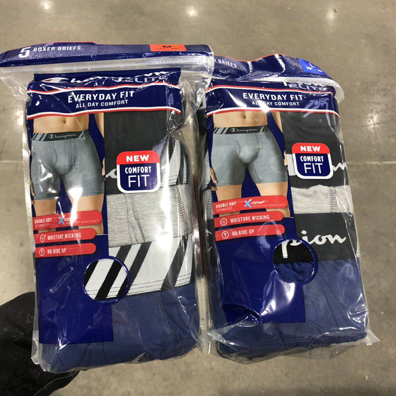 US-China shopping cart Champion men's four corners underwear 5 loaded elastic and comfortable four corners simple solid color new