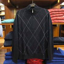 US-China Brooks Brothers Booker Brothers Mens Casual Half Zipper Turtleneck Pullover Sweater Wool Spring and Autumn