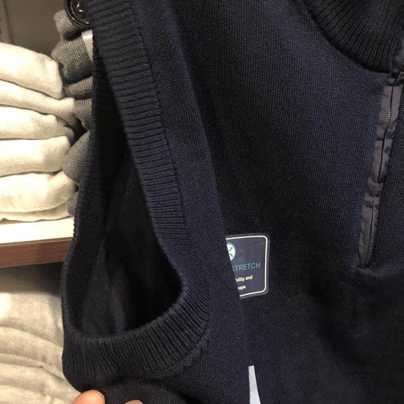 Giỏ hàng Mỹ-Trung Hoa Kỳ POLO ASSN. Một nửa khóa kéo cổ áo vest không tay áo len nam đan vest nam đẹp