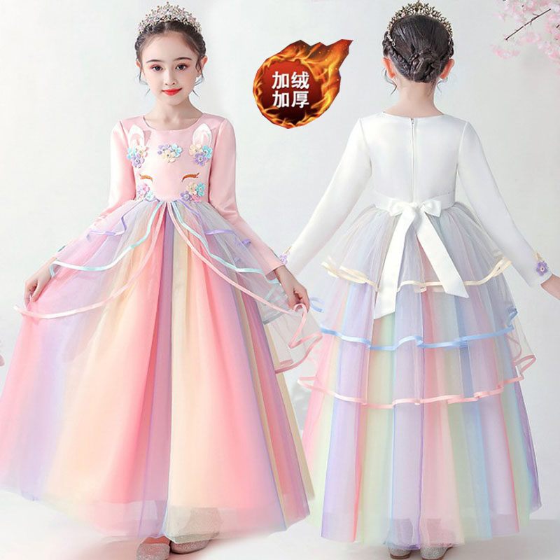 Girls Unicorn My Little Pony Princess Dress Little Girl Baby Foreign Style Summer Autumn Winter Spring Dress Dress Long Skirt