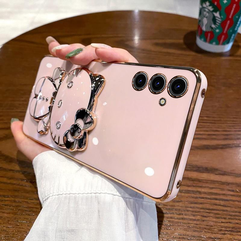 Suitable for Samsung S23Fe Mobile Phone Case S23Ef Protective Silicone Case S7110 All-Inclusive Anti-Fall 5g Soft Case Galaxy with Mirror Stand Sms Female 9110 Ultra-Thin Case Cute Cartoon New