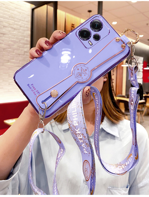 Girls Glossy Electroplated Silicone TPU Crossbody Lanyard Strap Note 12, Note 12 Pro, Note 12 Pro+ Phone Case