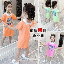 Girls dress dress 2022 new summer dress Korean version cartoon short sleeve T-shirt dress child loose ocean summer skirt tide