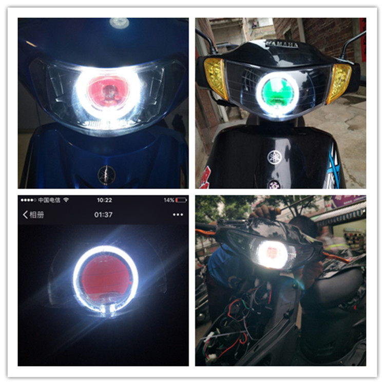 JOG Qiaofufu Xenon đèn khí sửa đổi fisheye 3 inch ống kính mắt thiên thần ma quỷ mắt xe máy đèn pha lắp ráp 	bóng đèn pha xe máy