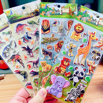 Animal Tiger Lion Giraffe Dinosaur 3D Bubble Sticker Children Cartoon Posting Reward Sticker Puzzle Sticker