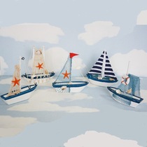 Mediterranean style decorations Sailing window furnishings Fashion creative wooden boat model crafts