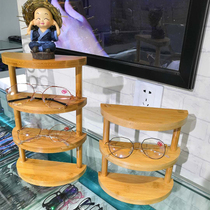 Bamboo Wood Glasses Show Shelf Display Decoration Props Upscale Sunglasses Sunglasses Creative Counter Swing Piece Containing Bracket