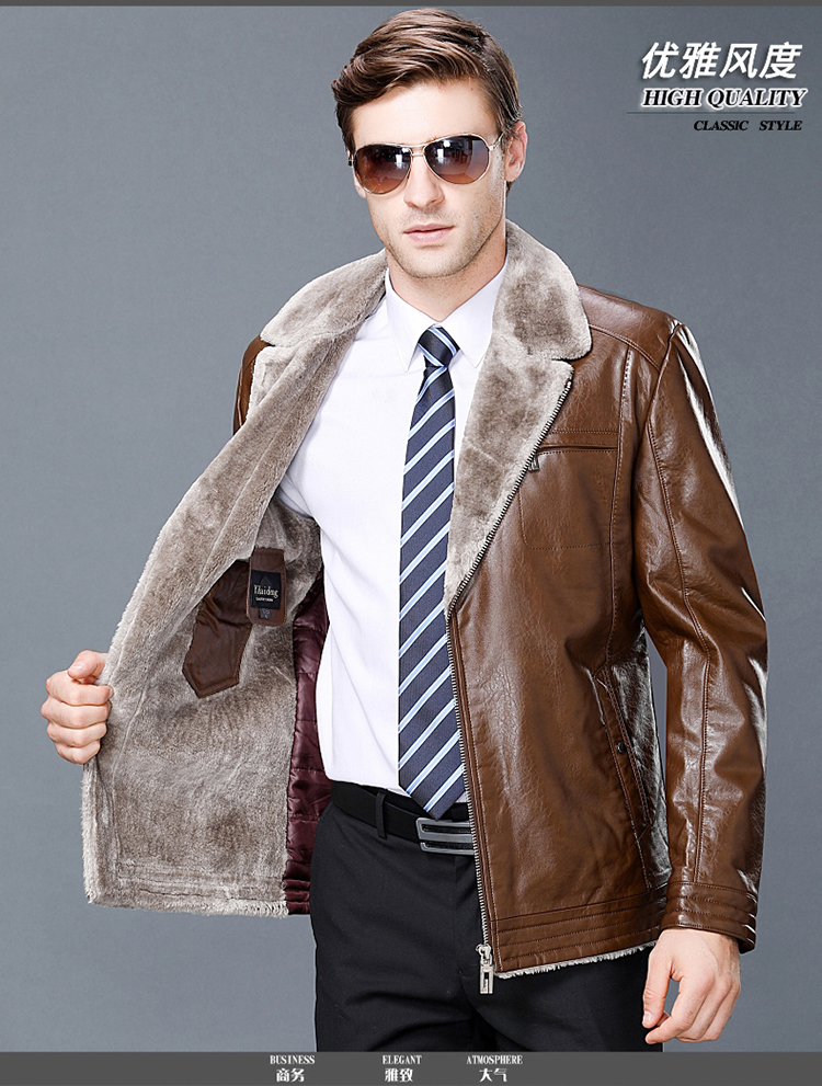 Playboy nhập Hained fur một da nam áo khoác da cừu trung niên nam áo khoác cha áo khoác jean nam