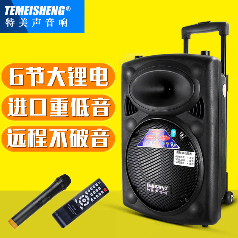 Special sound outdoor 10-inch square dance bass high-power audio mobile rod microphone K song charging speaker