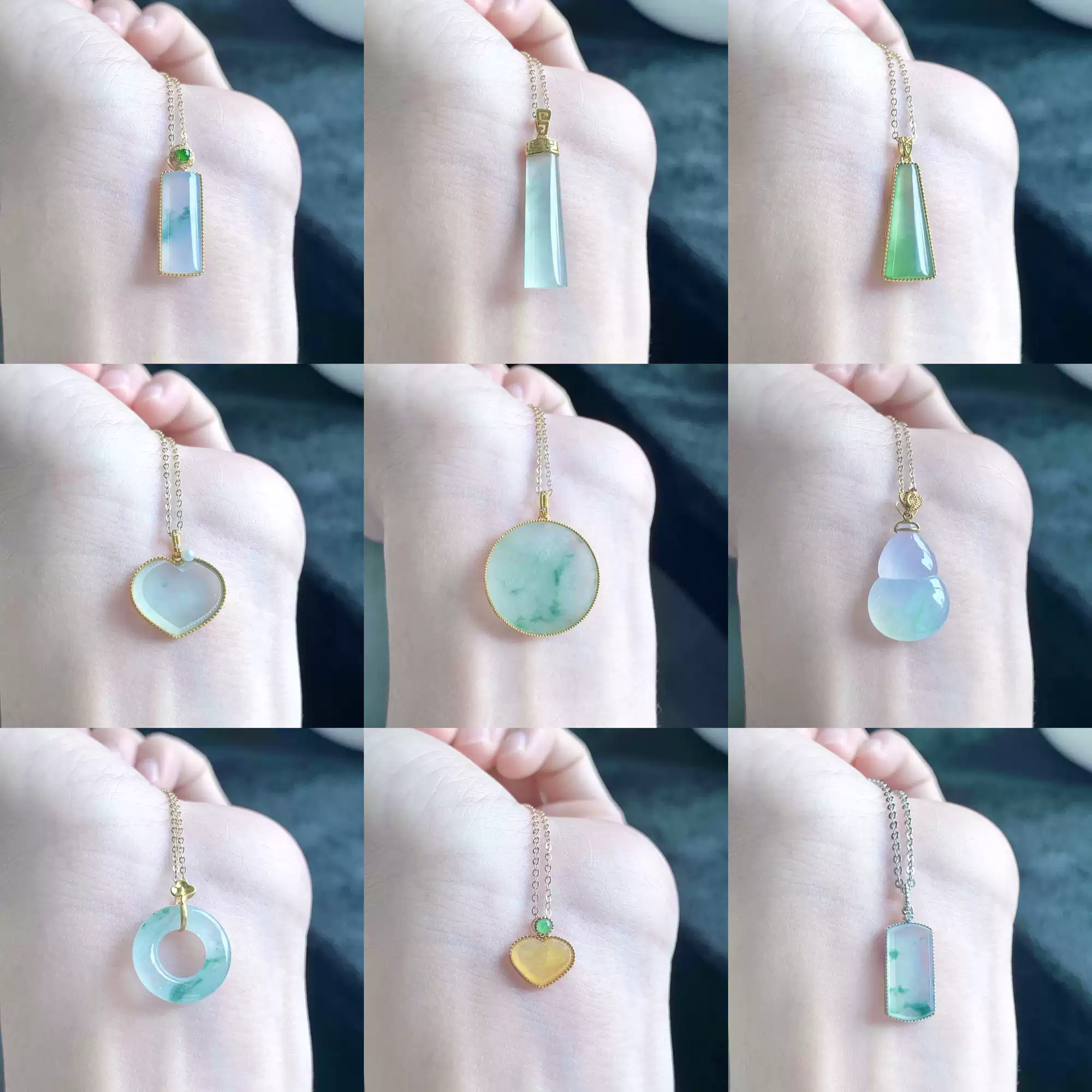 天然冰種金鑲玉翡翠吊墜18K金迷你翡翠平安扣佛公無事牌GTC認證頸飾