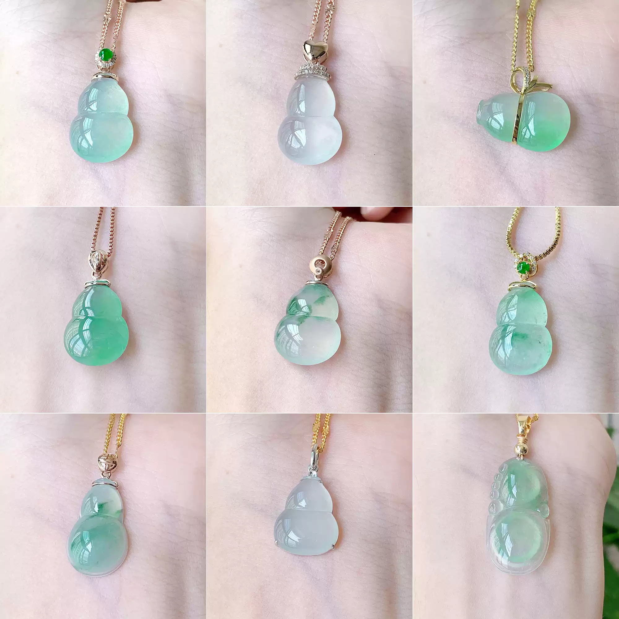 天然冰种金镶玉翡翠吊坠18K金迷你翡翠平安扣佛公无事牌GTC认证颈饰