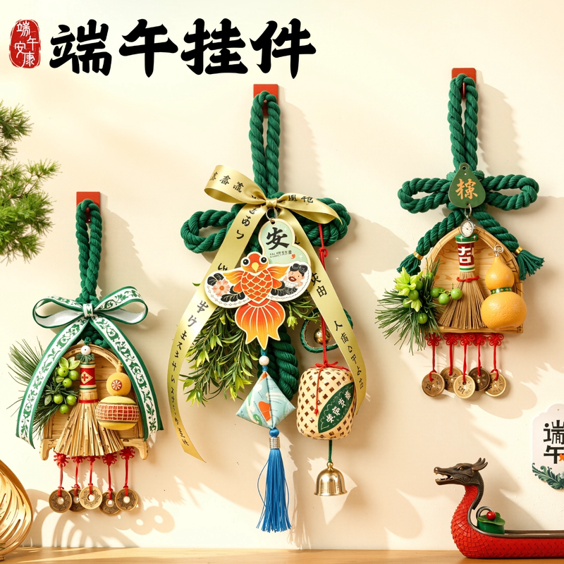 Dragon Boat Festival Thousand-Character Knot Mugwort Door Hanging Finished Product Decoration Handmade DIY Material Kit Door Handle Doorbell Decoration Dragon Boat Festival Thousand-Character Knot Mugwort Door Hanging Finished Product Decoration Handmade DIY Material Kit Door Handle Doorbell Decoration